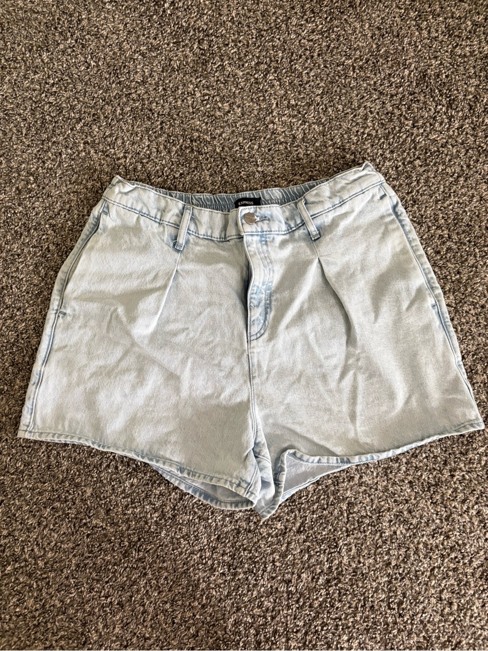 Express Light Blue Denim High-Rise Shorts